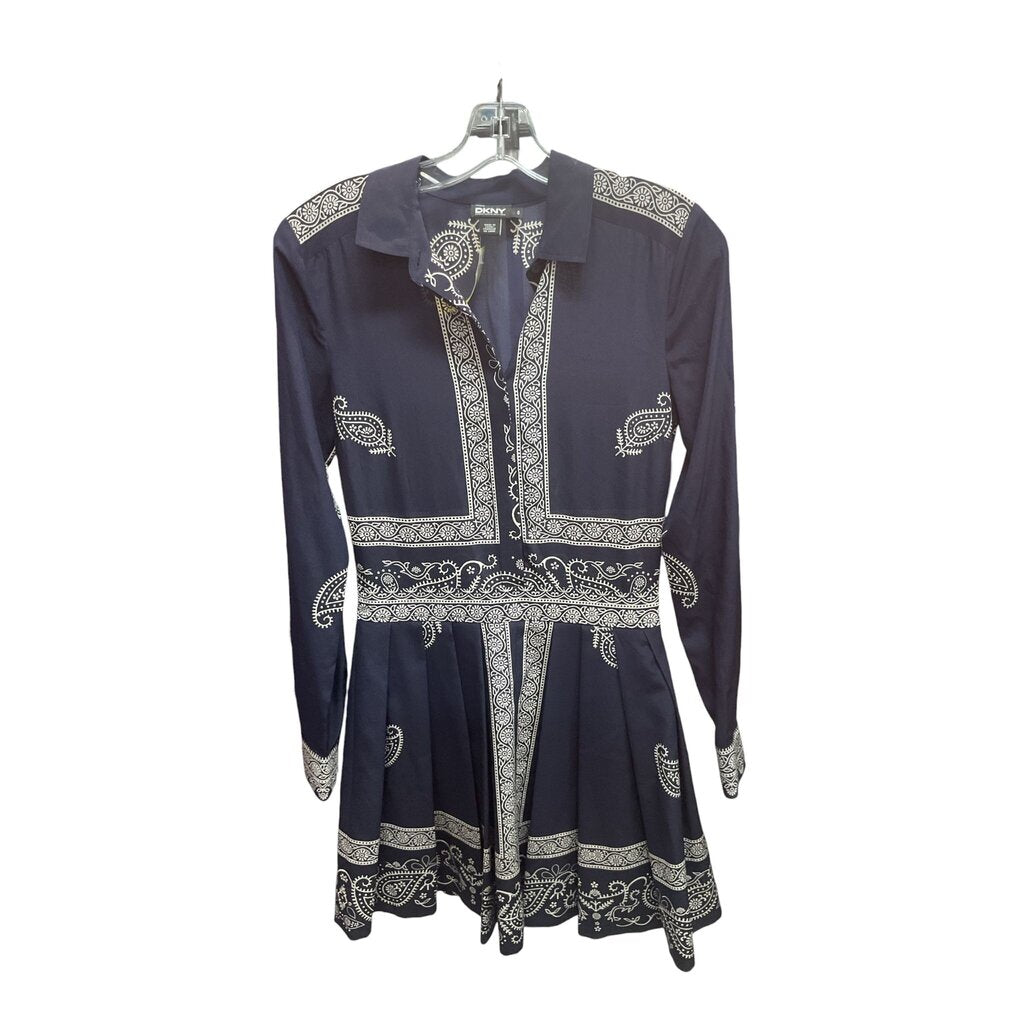Dkny (0) Blue and Tan Paisley Printed Mini Dress