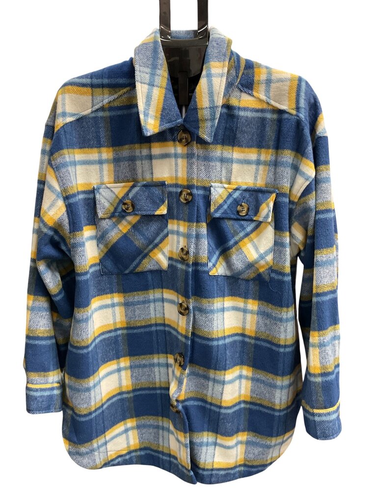 Sabrina Lauren (xl) Blue and Yellow Plaid Button Down Jacket