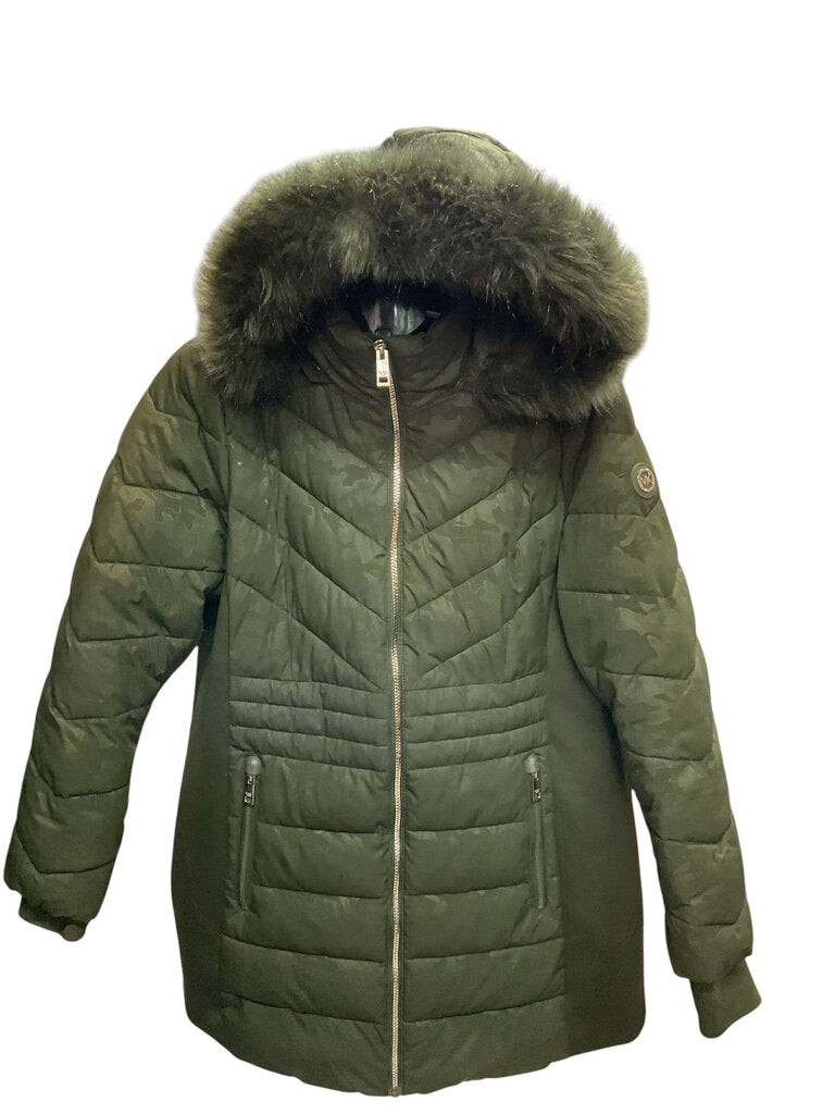 Michael Kors (XL) Green Camo Printed Coat Long