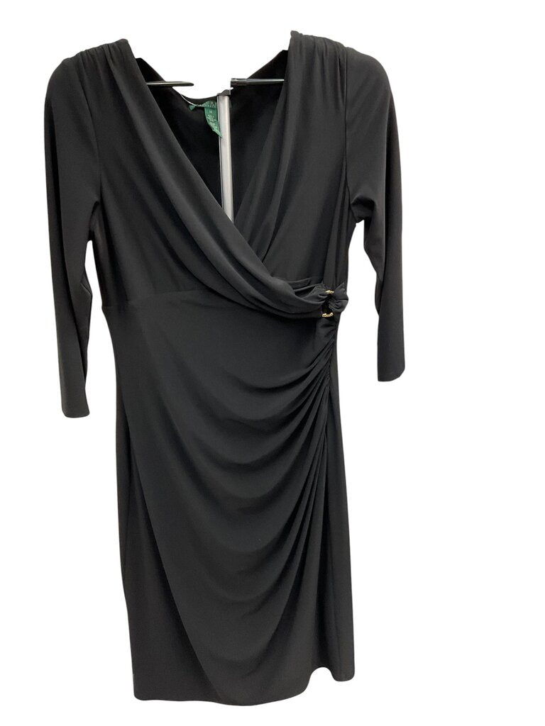 Ralph Lauren (14) Black Wrap Dress w/Gold Pendant