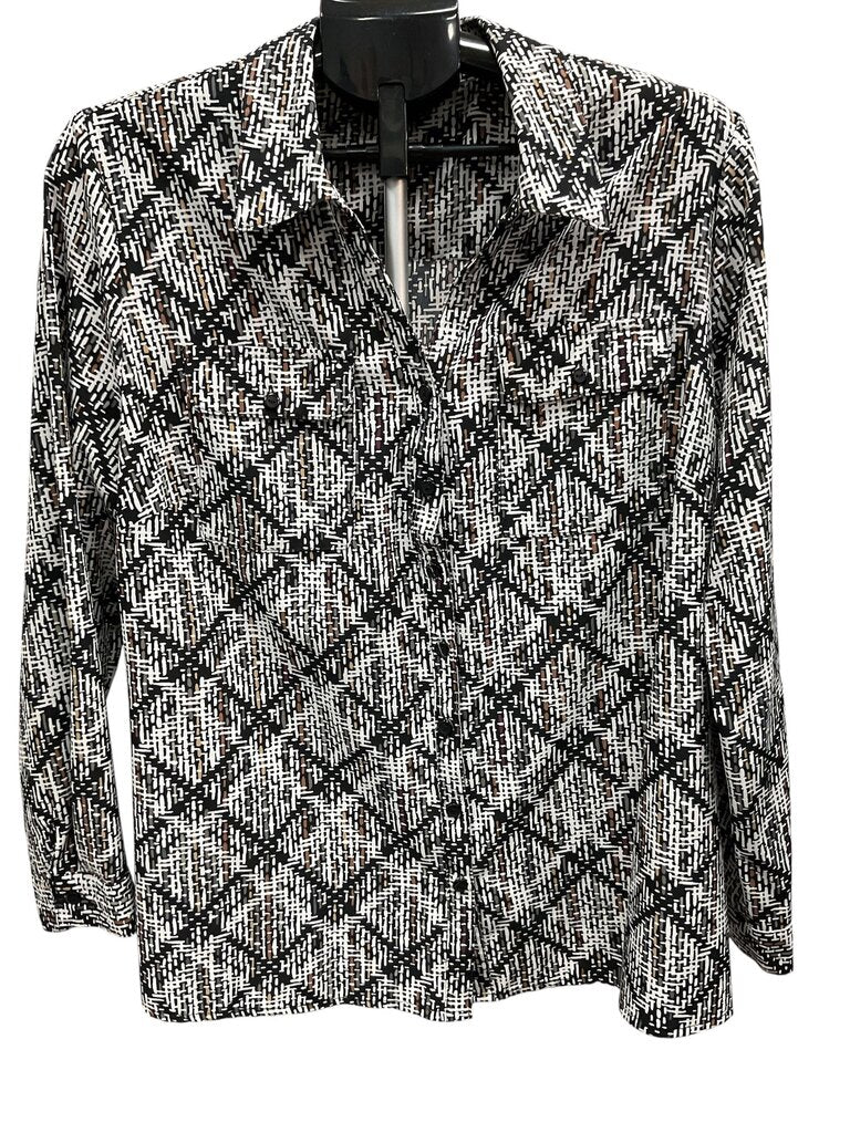 Notations Woman (1x) Black Printed Blouse LS