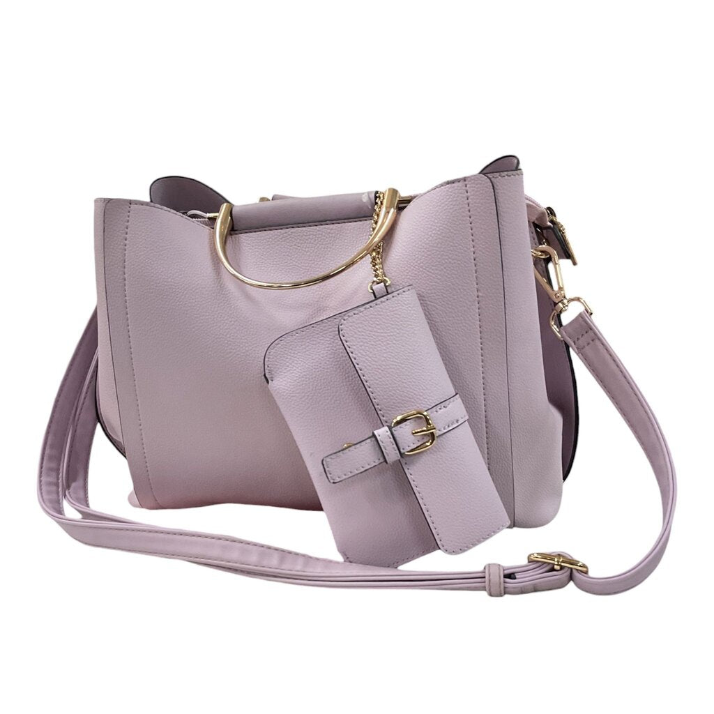 Lilac Shoulder Bag wirh Gold Hardware and Crossbody Strap