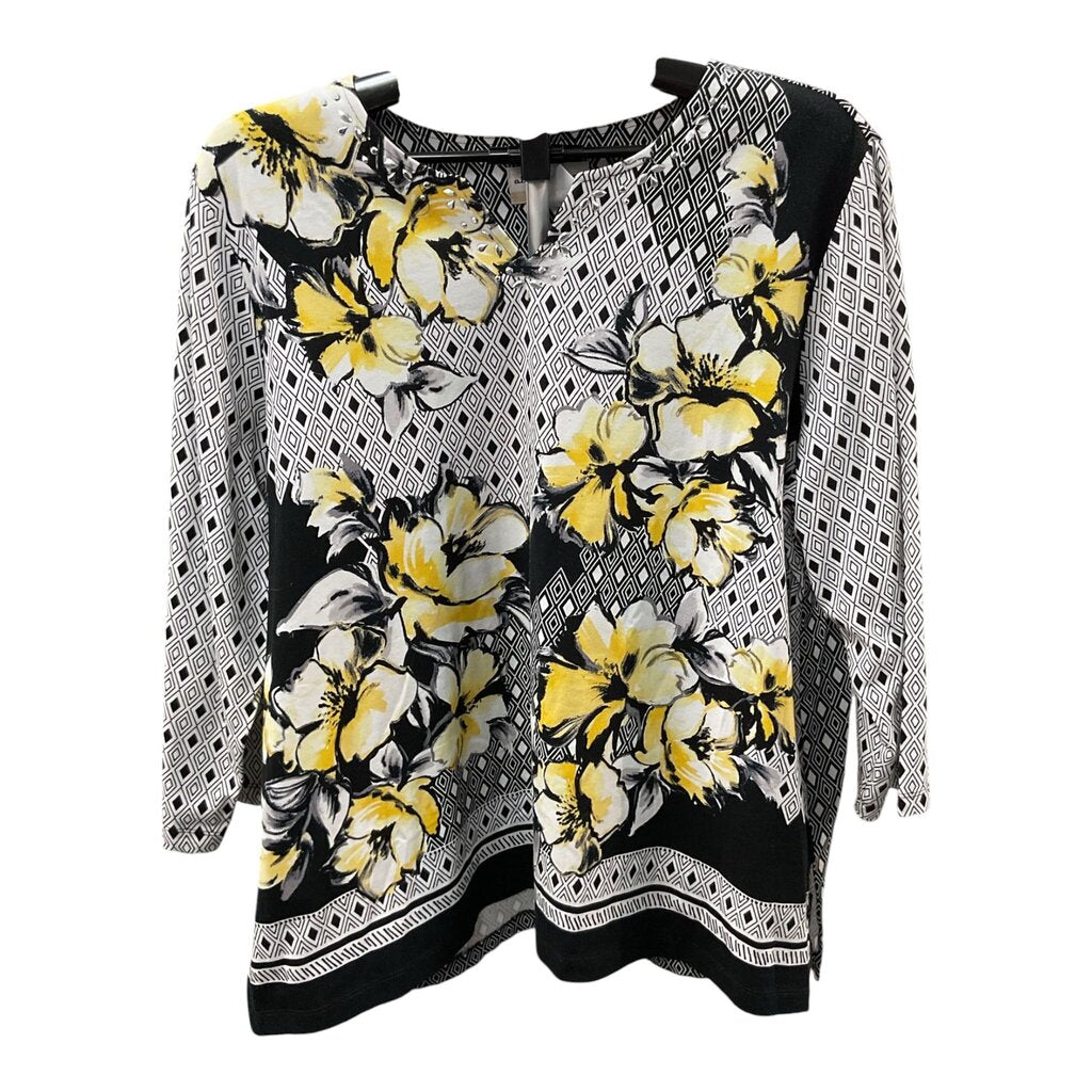 Alfred Dunner (1x) Black/Yellow/White Blouse NEW