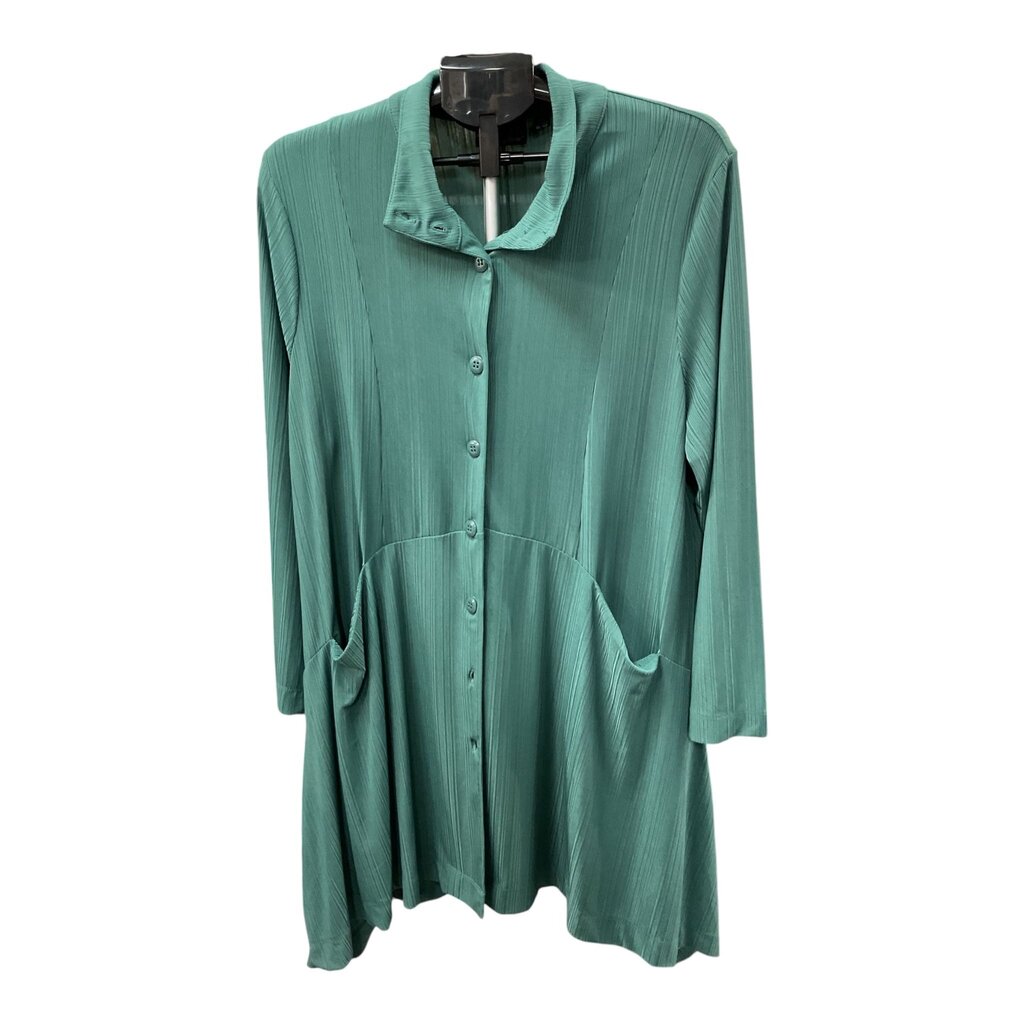 Attitudes by Renee (XLP) Green Button Down Dress