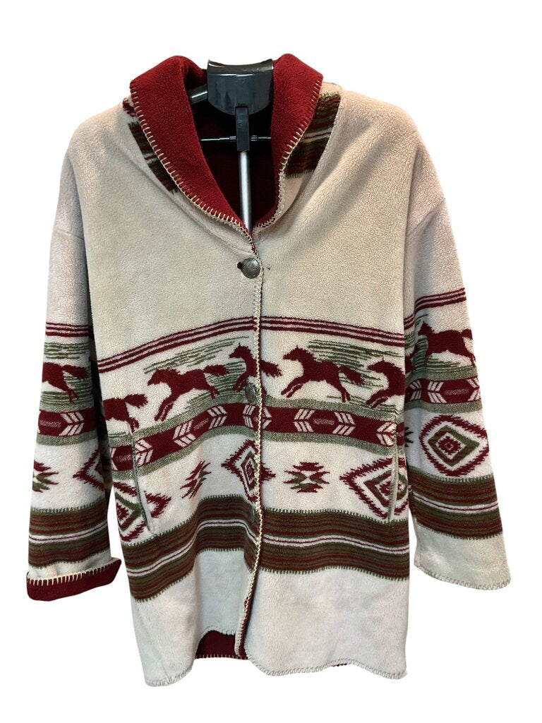 Tan and Maroon (Large/XL) w/Maroon Reversible Button Down Horses