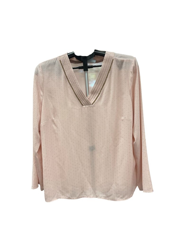 Liz Claiborne (Large) Pink LS Blouse V Neck