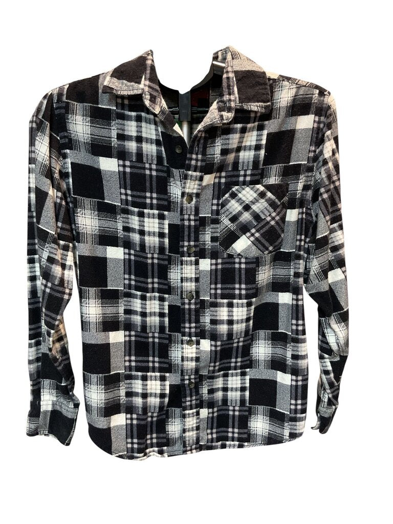 Arizona (XS) Black and White Button Down Plaid LS