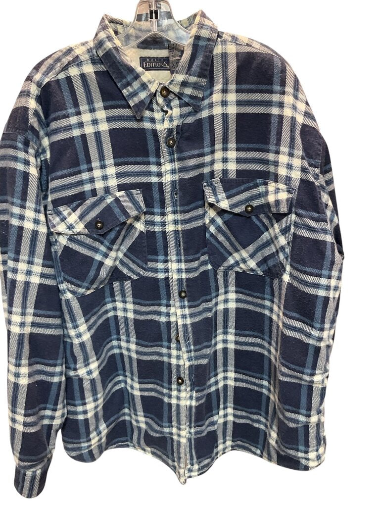 Basic Editions (XL) Blue and White Plaid Jacket