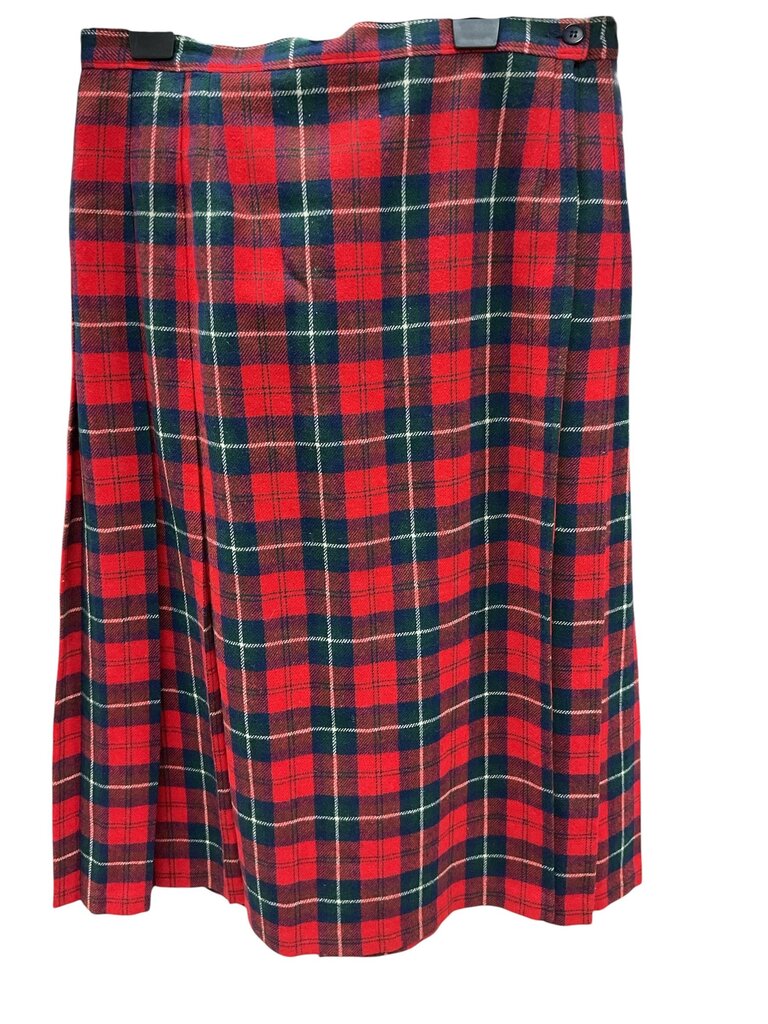 Pendleton (Med) Vintage Red and Green Plaid Wool Skirt