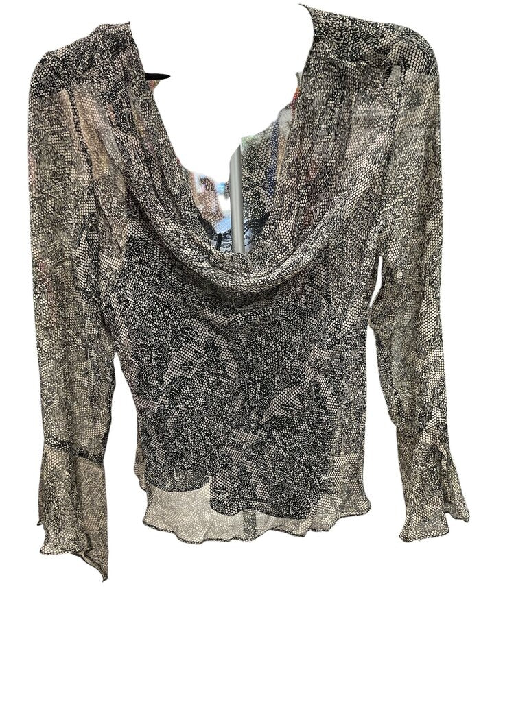 ICE (Large) Tan and Black LS Blouse