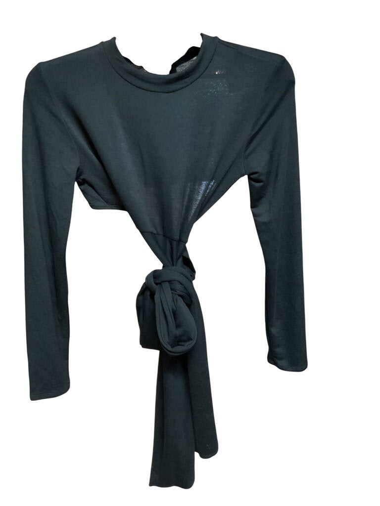 Go Couture (Large) Black LS Wrap Shirt