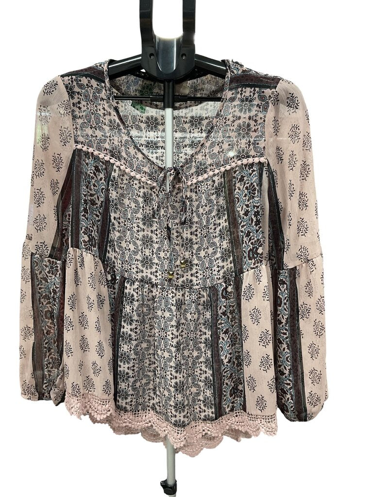 Knox Rose (Med) Pink and Plum LS Sheer Blouse