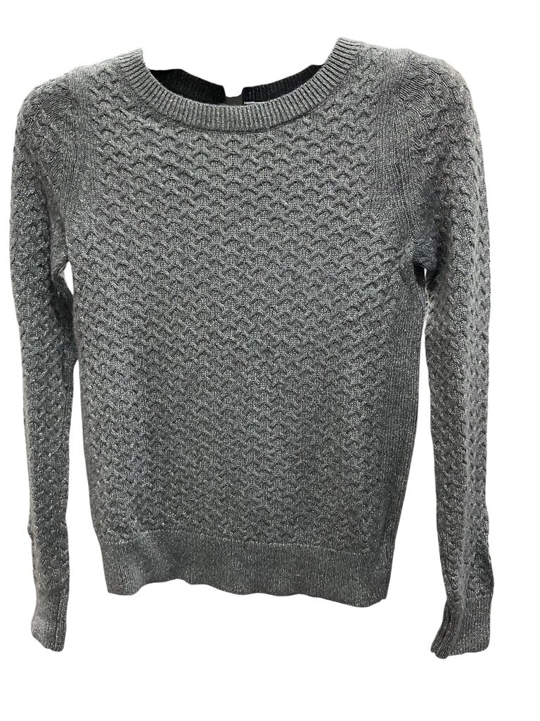 Loft (XS) Silver Sparkly LS Sweater Swoopneck