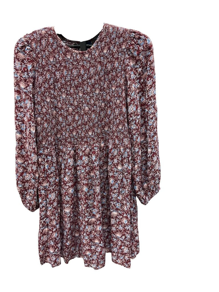 Old Navy (XL) Burgundy and Blue LS Midi Dress