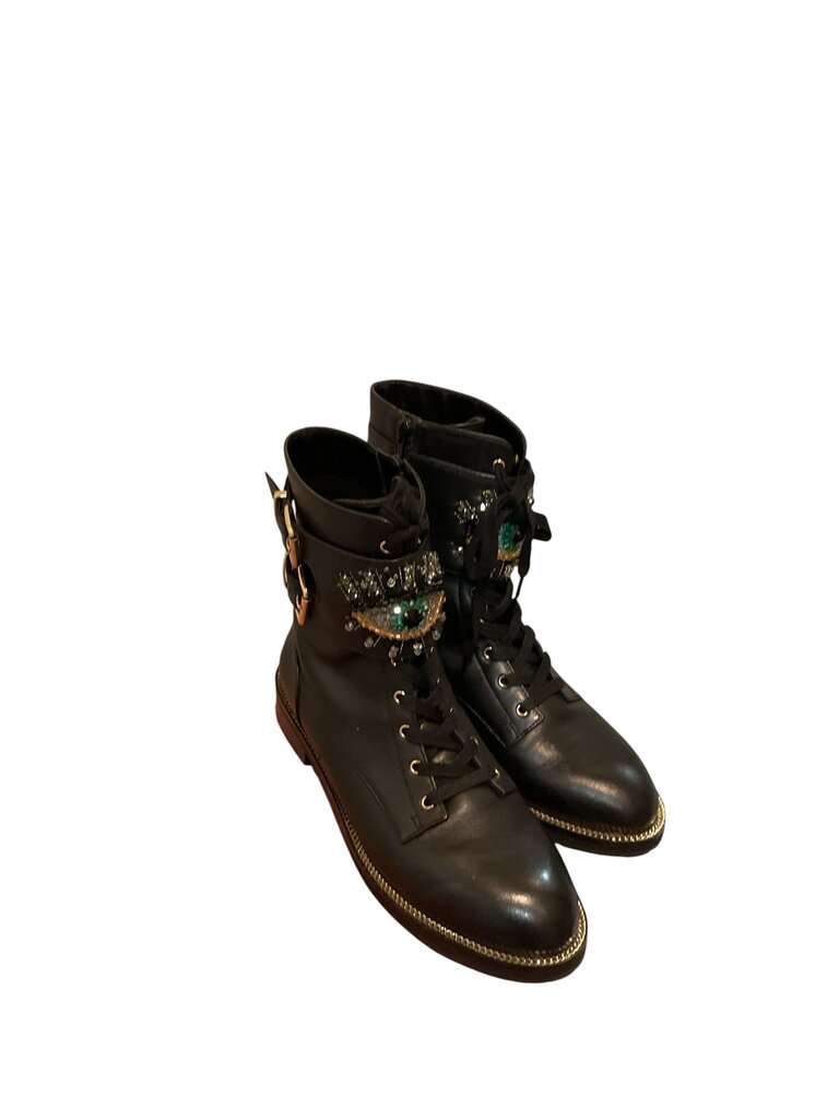 Kurt Geiger (40) Black Combat Boots w/Adornment