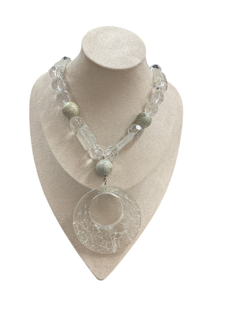 Clear and Grey Necklace w/Round Circle