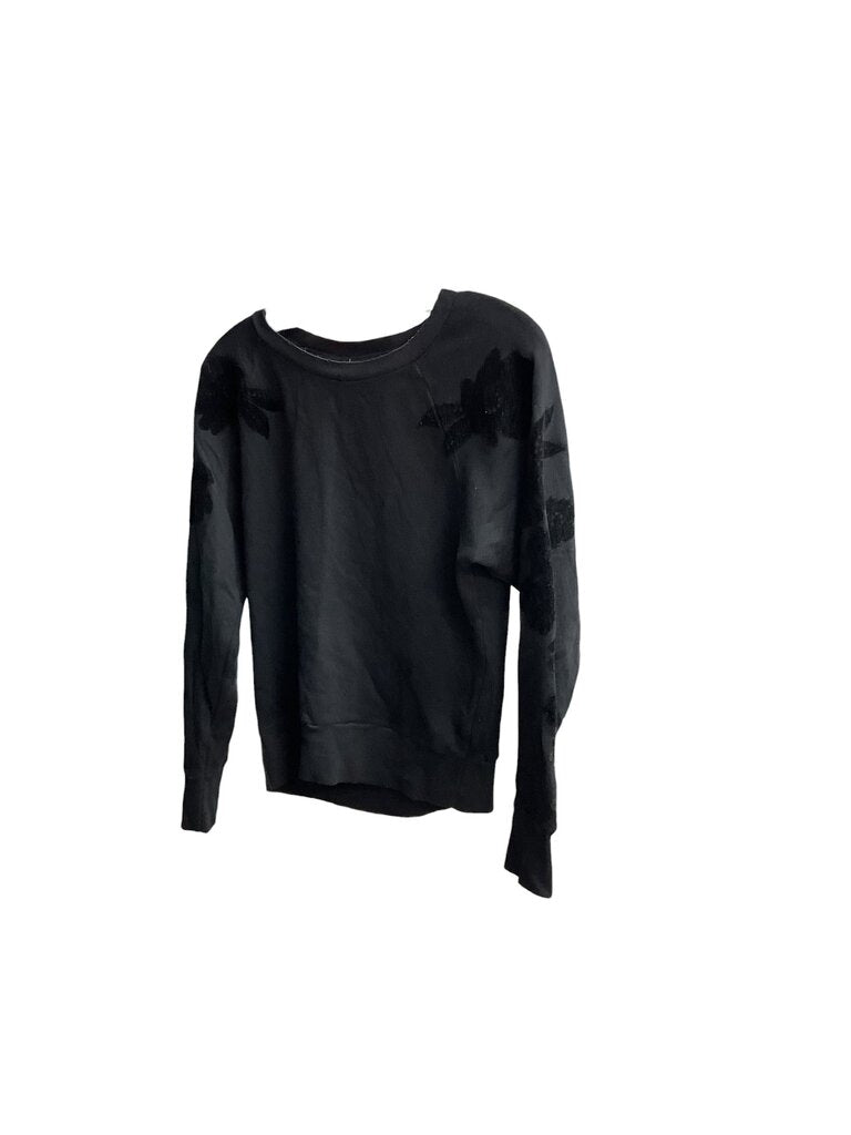 Paige (Small) Black Distressed Crew Neck Sweatshirt
