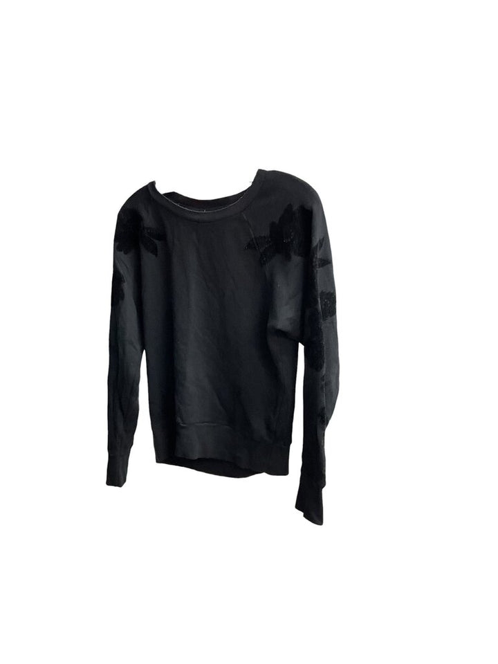 Paige (Small) Black Distressed Crew Neck Sweatshirt