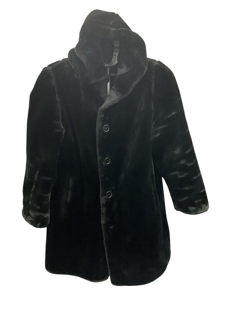 Hooded Faux Fur (Large) Black Coat