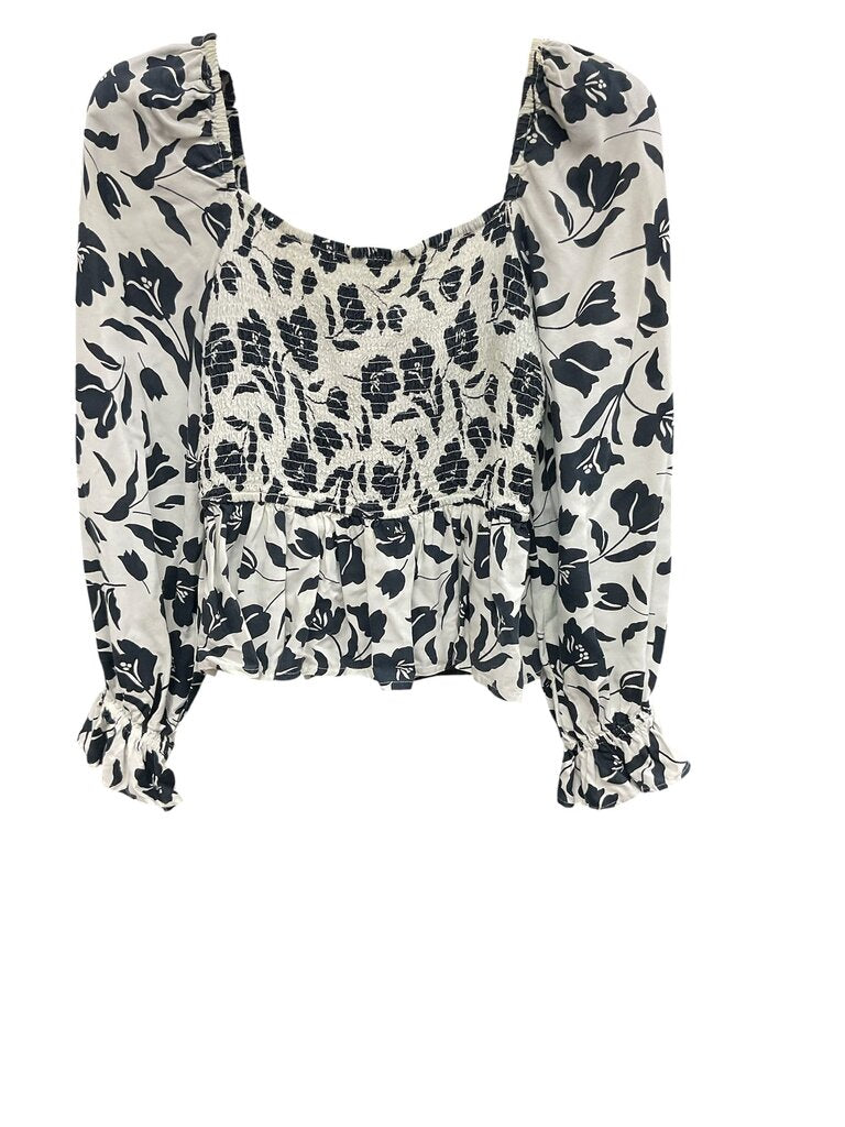 Dizzy Lizzy (Large) Black and White Off Shoulder Floral Blouse