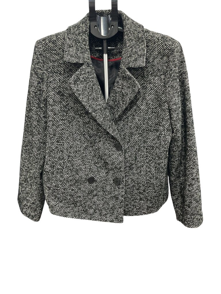 Talbots (20) Black and White Wool Mini Peacoat