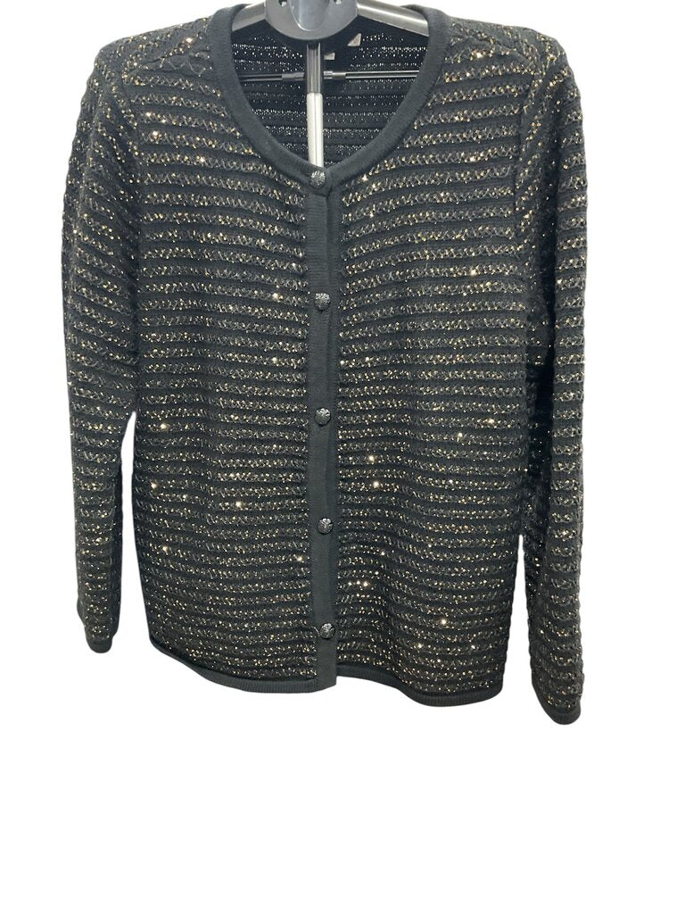 Chicos (3) Black and Gold Tweed Jacket Blazer