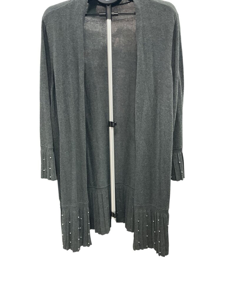 Chicos (4) Grey Cardigan Long w/Silver Pearls