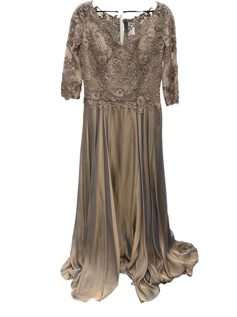 La Femme (14) Brown Sleeved Formal Dress Long