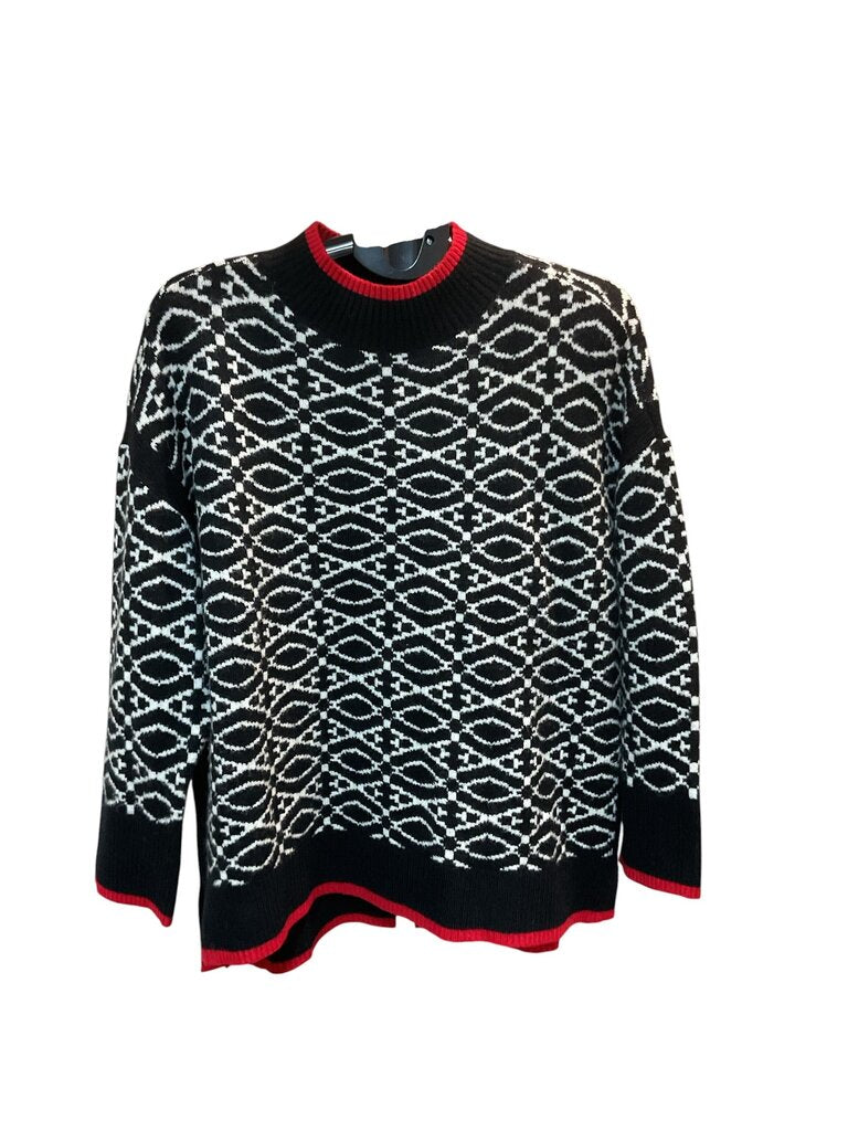 Talbots (1X) Black and White Red Trim Sweater