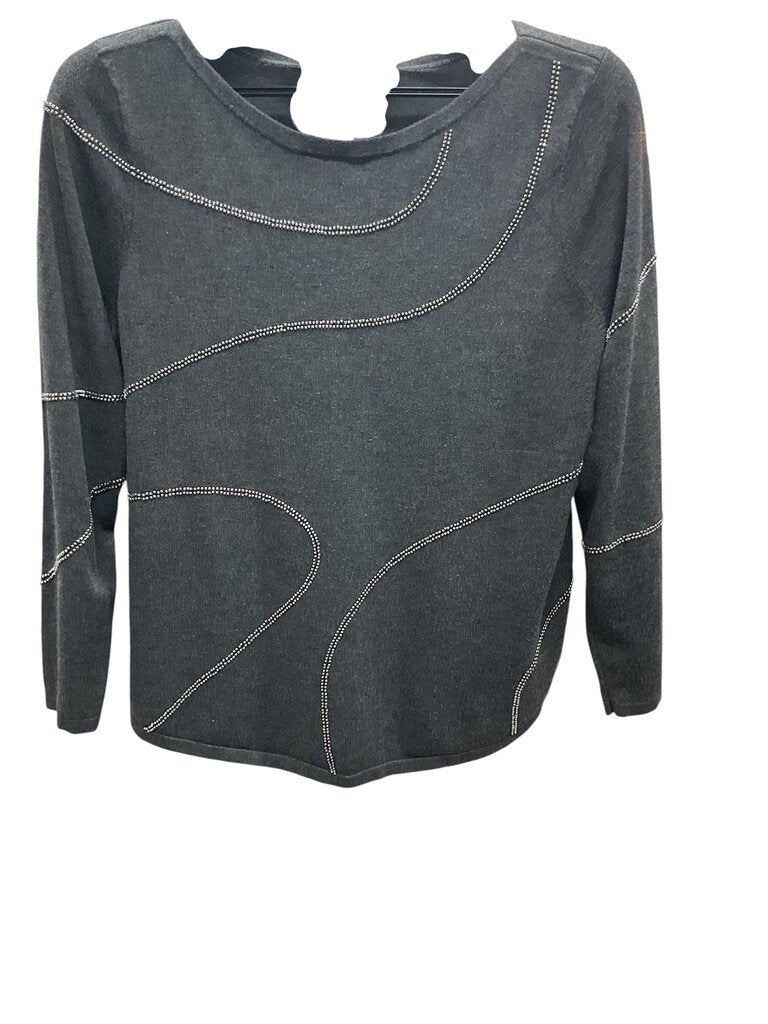 Chicos (2/Large) Grey LS Silver Beaded