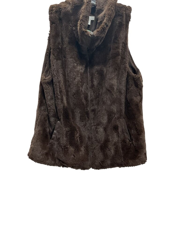 Charter Club (Large) Brown Faux Fur Sleeveless Vest