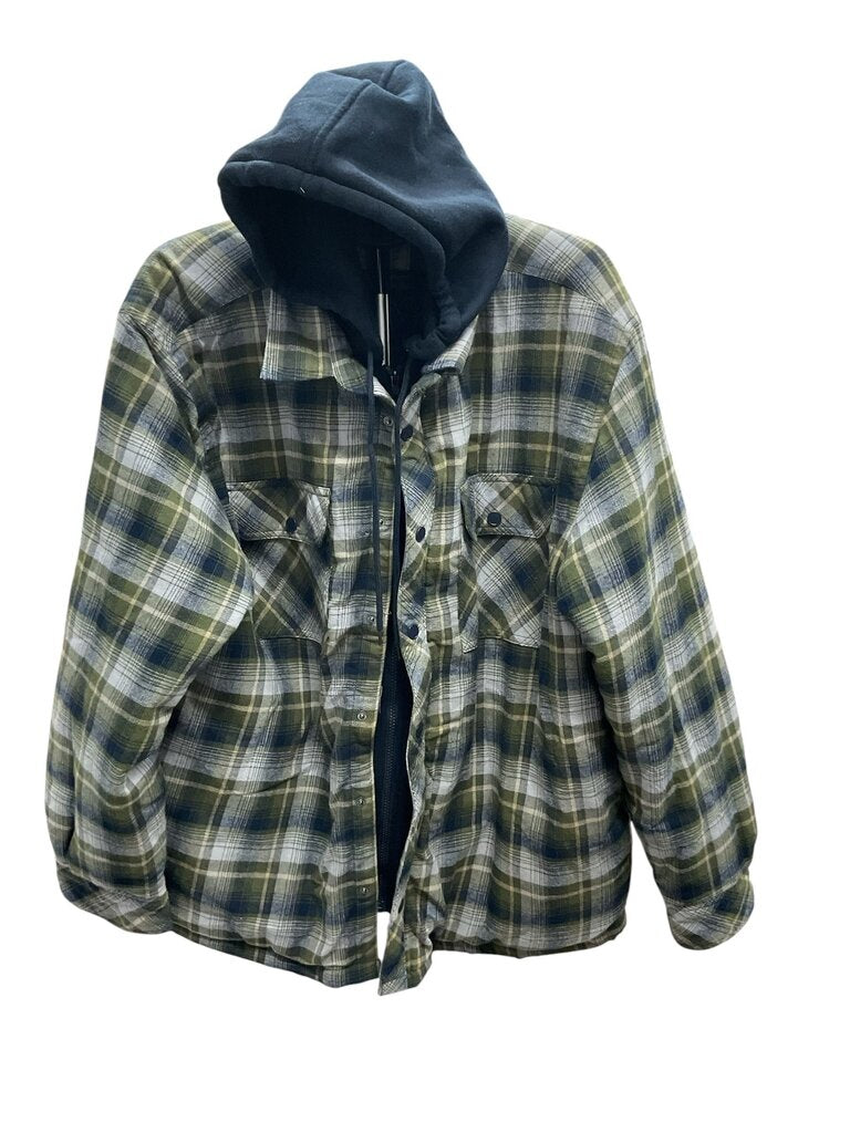 Boston Traders (XXL) Green and Blue Button Hooded Quilt