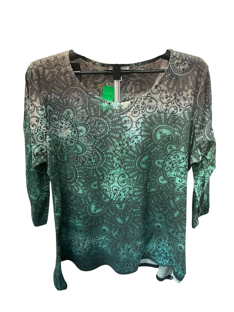 Dress Barn (2X) Woman Green Glitter Blouse