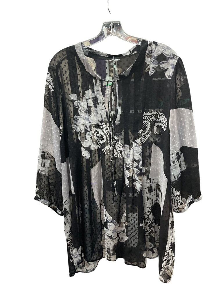 Black/Grey Sheer Blouse (2X)