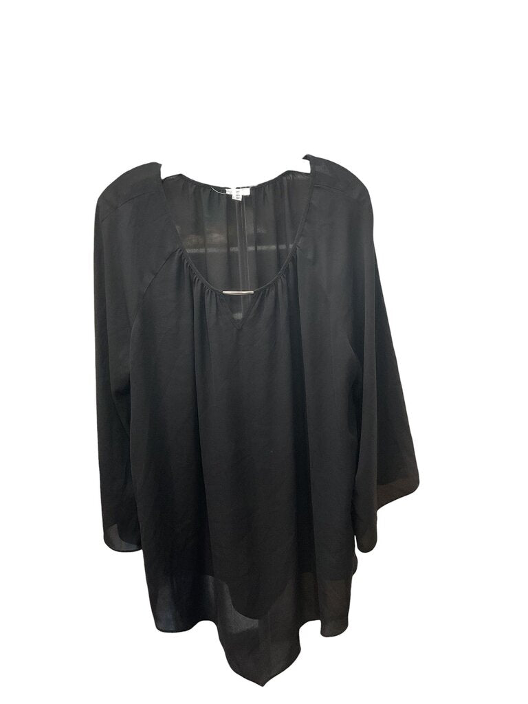 Avenue (22/24) Black Sheer Blouse W/Silver Pendant