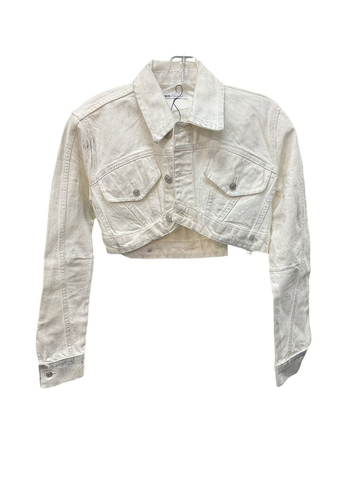 Zara (XS) White NEW Mini Denim Jacket