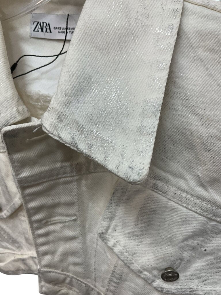 Zara (XS) White NEW Mini Denim Jacket