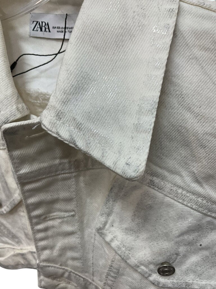 Zara (XS) White NEW Mini Denim Jacket