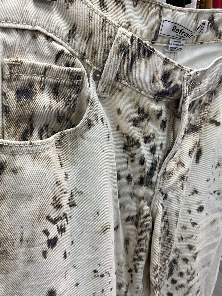 Refrain (7/28) Tan Spotted Wide Leg Denim
